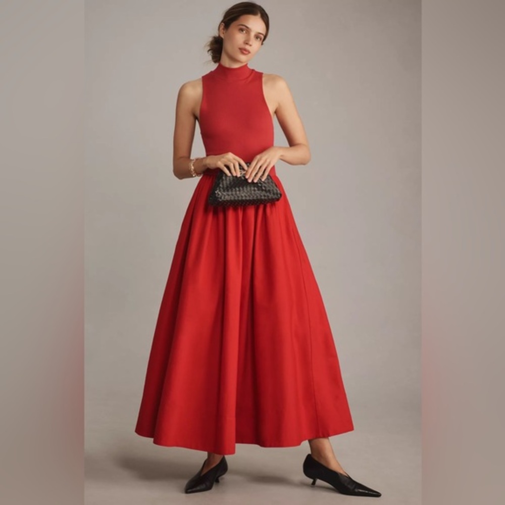 Reformation Red Halter A-Line Maxi Dress